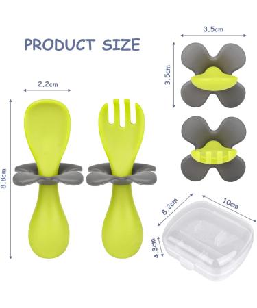 Vicloon Baby Fork and Spoon Set - Self Feeding Utensils for Toddlers, Green Flowers - Baby Cutlery Set for Kids - Buy Online on GoSupps.com