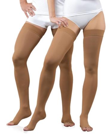 Tonus Elast Compression Stockings 23-32 mmHg Class II - Open Toe Silicone Band Unisex Support Stockings (M - 158-170 cm Black) - Buy Online on GoSupps.com