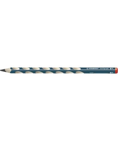 Ergonomic Triangular Pencil for Right-Handers - STABILO EASYgraph Petrol - Pack of 12 HB Graphite - International Shipping Available - Buy Online on GoSupps.com