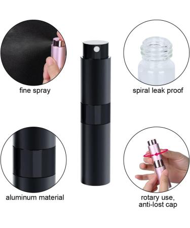 Darbermu 8ML Refillable Travel Perfume Atomiser Spray Bottle - Portable Mini Aftershave Atomiser for Vacation - Black - Buy Online on GoSupps.com
