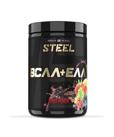 Steel Supplements | High Performance BCAA EAA Powder | Promotes Lean Muscle Growth and Workout Endurance | 2:1:1 Ratio to Recover Muscle Faster 30 Servings. (Fruit Punch)