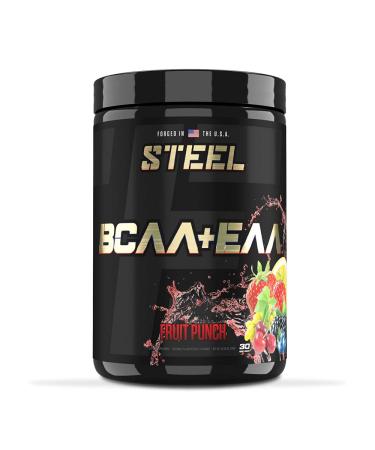 Steel Supplements | High Performance BCAA EAA Powder | Promotes Lean Muscle Growth and Workout Endurance | 2:1:1 Ratio to Recover Muscle Faster 30 Servings. (Fruit Punch) - Buy Online on GoSupps.com