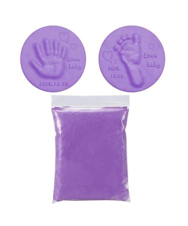 Baby Handprint Footprint Keepsake Kit - DIY Baby Care Hand Foot Inkpad Handprint Footprint Fingerprint Soft Clay Fluffy Foam Supplies for Children Purple * 1