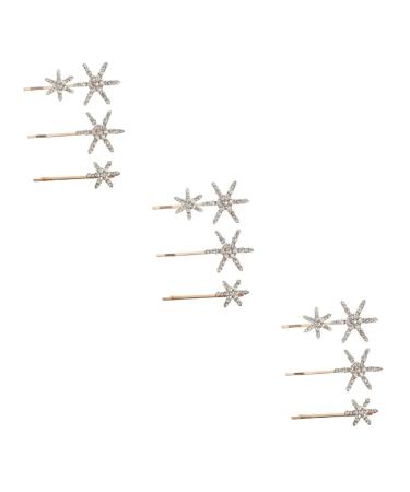 FRCOLOR 3 Sets Star Hairpin Folding Metal Comb Wedding Headpiece for Bride Hair Accessories for Women Hair Barrettes Hair Clip Women Barrette Clip Women's Female Star Rhinestones Korean