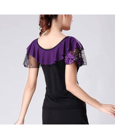 Whitewed Modern Latin Ballroom Dance Top | Performance Costume Shirt | Black/Purple - Buy Online on GoSupps.com