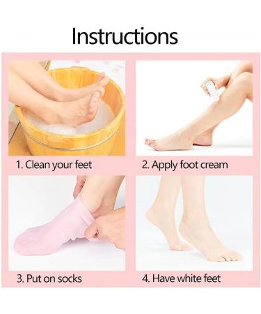 Tofern 2-Pairs Silicone Pedicure Socks for Women - Moisturizing and Softening, Pink - Buy Online on GoSupps.com