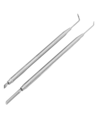 Eye Lash Tool Kit 2 in 1 Eye Lash Tool Stainless Steel Double Ended Eyelash Separator Tool Lash Perm Tools for Eyebrow Perming Tinting Curling Extensions Supplies Silver