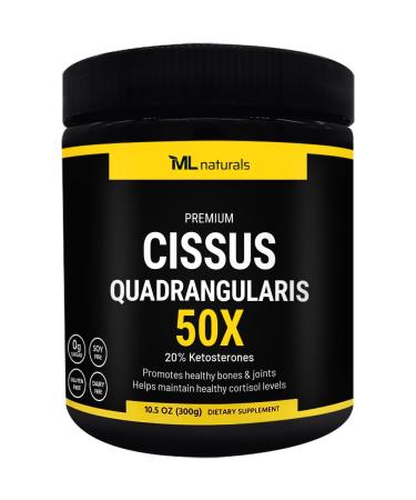 ML Naturals Premium Cissus Quadragularis 50X 300g, Cissus, 20% Ketosterone. Promotes Healthy Joints & Bones, Non -GMO, Third-Party Lab Tested 10.58 Ounce (Pack of 1)