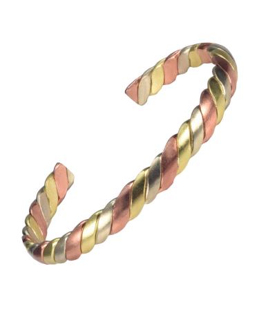 16.7cm Tri-Color Non-Magnetic Copper Bracelets Reduce Joint Pain and Swelling Hand Carved Copper Bangles