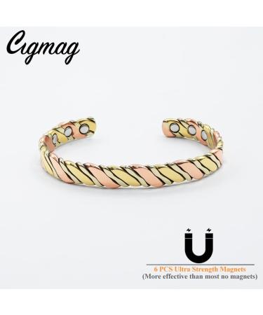 Cigmag Lymphatic Drainage Copper Bracelet for Women | 99% Pure Copper Magnetic Bracelet | Adjustable Brazaletes Cuff Bangle | Grape Tricolour Pattern - Buy Online on GoSupps.com