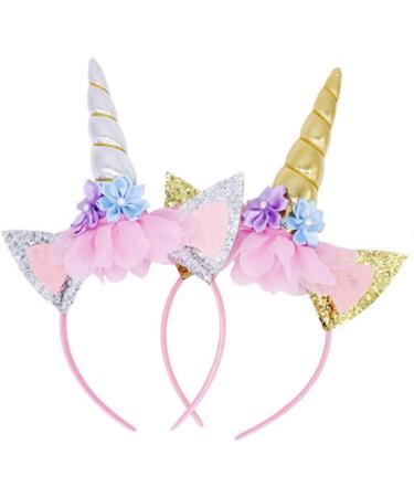 HIDOLL Unicorn Horn Headband Flower Ears Headband Rainbow Color Different Design for Girl Party Birthday Cosplay Festivals (WHITE) - Buy Online on GoSupps.com