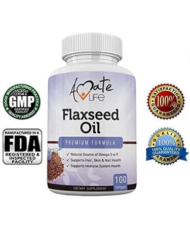 Organic Flaxseed Oil Softgels 1000mg with Omega 3 6 9 for Cardiovascular Health - Made in USA - 100 Capsules - Buy Online on GoSupps.com