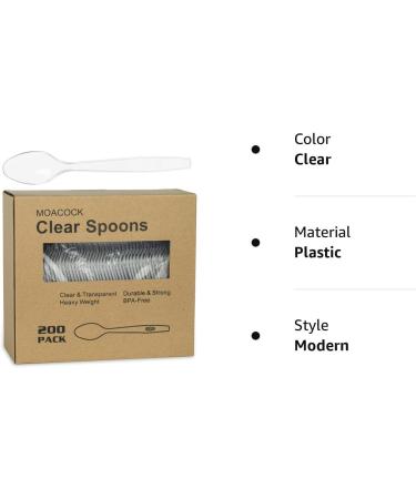 200 Count Clear Plastic Spoons - Heavy Weight Disposable Utensils - Buy Online on GoSupps.com