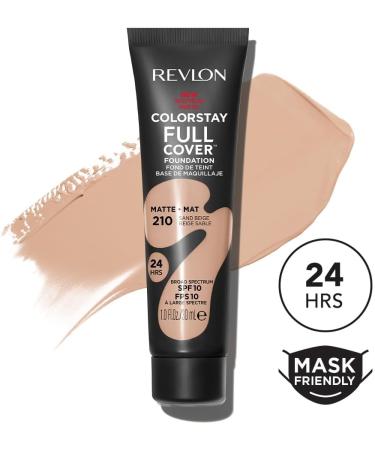 Revlon ColorStay Full Cover Foundation for Imperfections - Make-up Complexion - Optimal Coverage and Matte Finish - Resists to Any Tests - Second Skin Effect - 30 ml - N210 Sand Beige - Buy Online on GoSupps.com