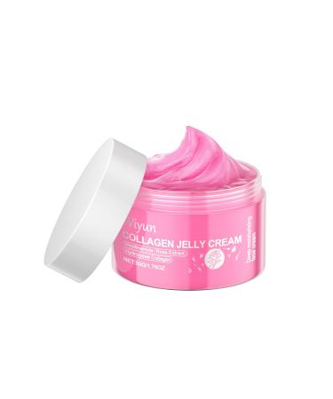 Aeviani Collagen & Niacinamide Jelly Cream with Rose Extract Hydrolyzed Collagen Moisturizer for Plumping & Hydration Smoothing Face Cream to Reduce Wrinkles 50g