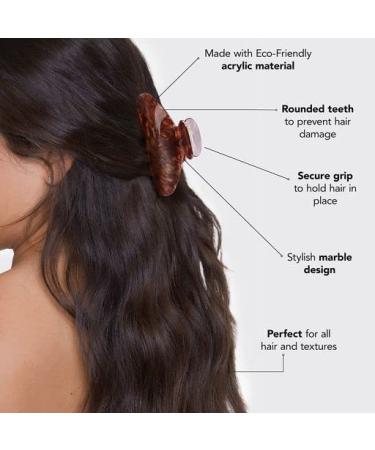 Kitsch Recycled Plastic Large Claw Clip - Big Marble Hair Clip for Women | Brunette - Ideal for Thick Hair | Stylish Jaw Clip for Girls - Buy Online on GoSupps.com