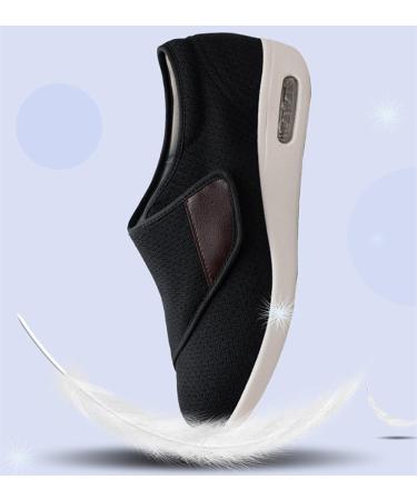 Men's Wide Width Diabetic Shoes for Swollen Feet | Non Slip Elderly Sneakers | Adjustable Closure Comfort Footwear | 7 Wide Black - Buy Online on GoSupps.com