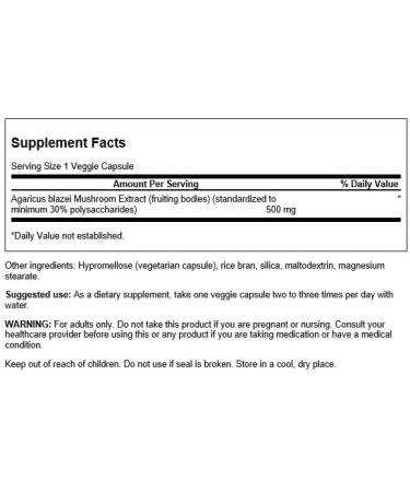 Agaricus Blazei Mushroom Extract 500mg - 90 Capsules | Premium Immune Support Supplement - Buy Online on GoSupps.com