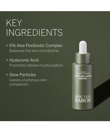 BABOR Microbiomic Moisture Glow Serum, Probiotic Face Serum with Light Reflecting Pigments to Give Skin Radiant Glow, Hyaluronic Acid & Aloe Vera for Plump Moisturized Skin, 1 oz - Buy Online on GoSupps.com