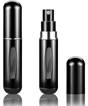 Fivexing 2Pcs Refillable Perfume Atomizer Bottles，Portable Mini Separate Perfume Bottle，Travel and Outings Spray Boxes Dispensers 5ml/0.2oz(Black)