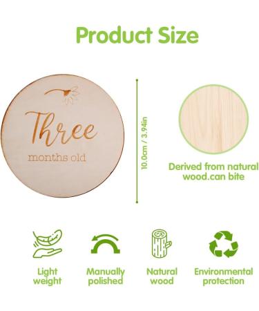Abnaok Baby Monthly Milestone Cards 12 Pieces - Wooden Double-Sided Milestone Discs for Newborn Infants 0-12 Months - Baby Shower Gift Set for Growth Recording - Buy Online on GoSupps.com