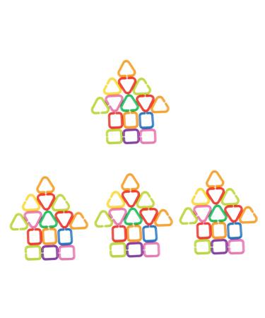Amosfun 140 pcal geometric chain buckle sensory rings Baby links chain members made of plastic baby rings toys left baby toys for car newborn sport stroller toddler