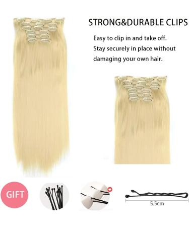 Clip-In Extensions Like Real Hair 6 Pieces 61 cm Hair Extensions with Clips 6 Wefts 16 Clips for Complete Hair Extensions Straight Hair Extensions 61 cm (613) - Buy Online on GoSupps.com