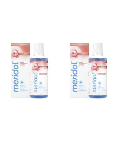 Meridol mouth rinsing round pumps 400ml - antibacterial effect protects gums strengthens the teeth and refreshes the breath without alcohol (pack of 2) 400 ml (2 pack)