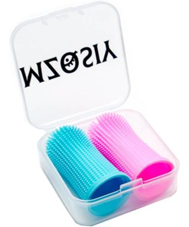 2pcs Dog Finger Toothbrush 360 Silicone Pet Finger Toothbrush for Dogs Cats Dogs Teeth Plaque Dog Dental Care with Storage Case Easy Dog Teeth Cleaning (Pink Blue) - Buy Online on GoSupps.com