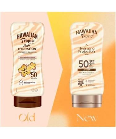 Hawaiian Tropic - Hydrating Protection Sunscreen SPF 50 UVA and UVB Protection 180 ml 12-Hour Moisturisation with Cocoa and Shea Butter Water Resistant Vegan - Buy Online on GoSupps.com