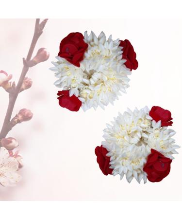 Traditional Indian Hair accessories Small White Gajra with rose Artificial Flower Jewelry Handmade Veni tiara For Women Party Wear bridal mehndi Hair Bun (1 pc) - Buy Online on GoSupps.com