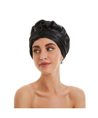 Reversible Satin Hair Bonnet Cap for Women | Double Layer Head Wrap for Long Curly Hair/Braids - Black - Buy Online on GoSupps.com