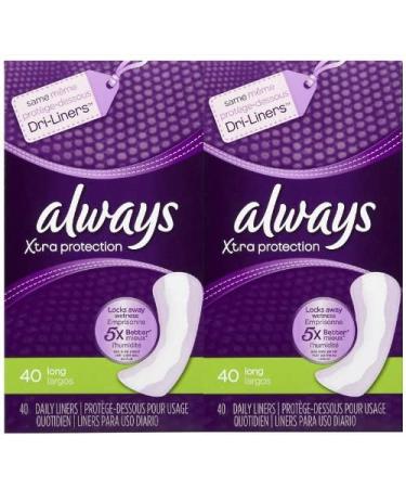 Always Xtra Protection Daily Panty Liners Long 40 Count (Pack of 1)