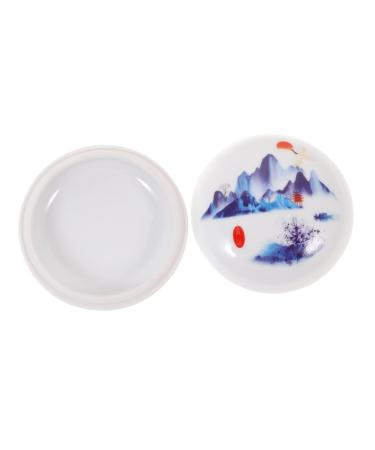 FOMIYES Ink Pad Box Lip Scrub Containers with Lids Sponge Fingerprint Ink Pads Lipstick Pots Lipstick Jars Dragonfly Decor Mini Lipstick Medicine Jar White Ceramics Cream Loose Powder 7X7cm White