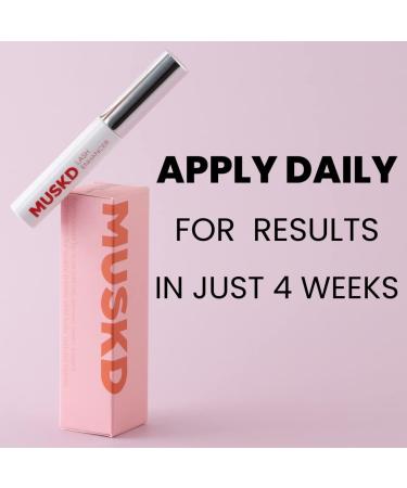 MUSKD Eyelash Growth Serum - Lash Enhancer for Longer Thicker Fuller Lashes & Brows - Natural Vegan & Cruelty-Free Eyelash Serum for Lash & Brow Growth Gentle Formula (3 ML) - Buy Online on GoSupps.com