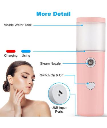 Face Mist Steamer 27ml Facial Handy Sprayer Hydrating Mister USB Rechargeable for Skin Care Beauty Pink Face Mist Steamer111 - Buy Online on GoSupps.com