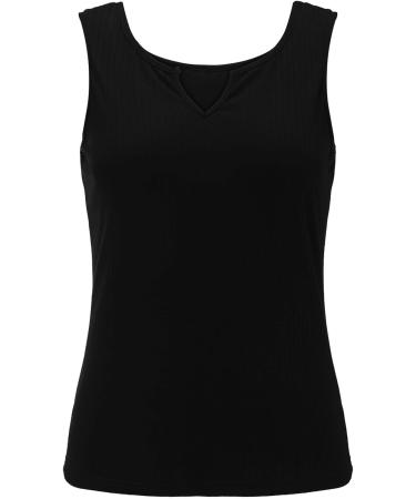 biJerou Women's Solid Color V-Neck Slim Sleeveless Vest - Summer Casual Top in Black | Fashionable Ladies Long Sleeve Loose Fit - Buy Online on GoSupps.com