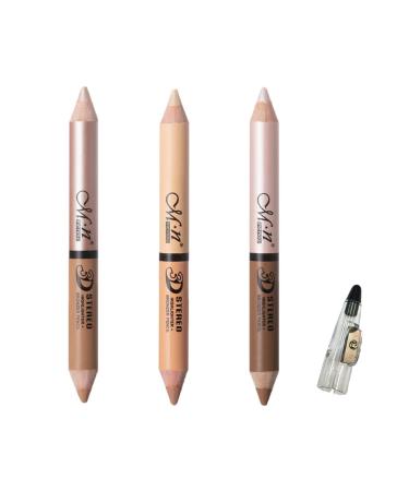 MEICOLY Highlight Contour Stick 6 Color Double-Headed Face Bronzer & Shimmer Cream Pen | 3D Contour Set with Pencil Sharpener - Buy Online on GoSupps.com