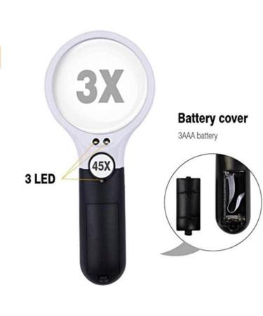 Magnifying Glass with 3 LED Lights 3X 45X Handheld Magnifier Senior Reading Super High Clarity Lightweight Good Times - Buy Online on GoSupps.com