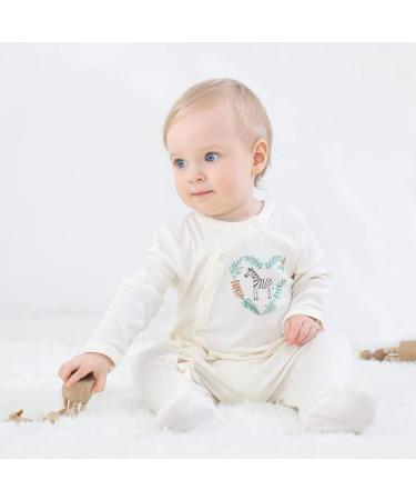 MAMIMAKA Baby Rompers Pajamas Cotton Jumpsuit | Long Sleeve Footed Bodysuits | 0-3 Months | Two-Piece Set - Buy Online on GoSupps.com