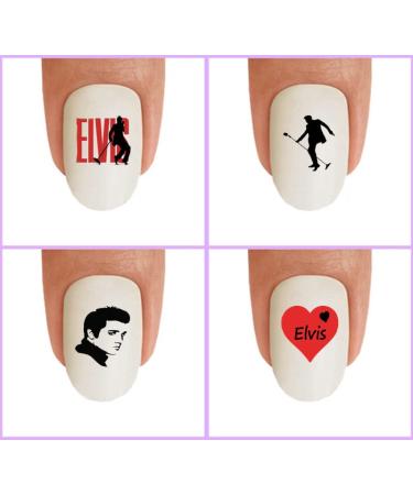 Nail Art Decals WaterSlide Nail Transfers Stickers 40pc Elvis 1 Silhouette Love Character Nail Decals - Salon Quality! DIY Nail Manicure
