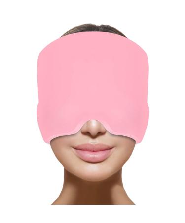 Headache Relief Hat for Migraine Headache Migraine Relief Cap for Tension Headache Migraine Relief One Size Fits All Headache Cap with Reusable Ice Gel Pack for Puffy Eyes Stress Relief (Pink)