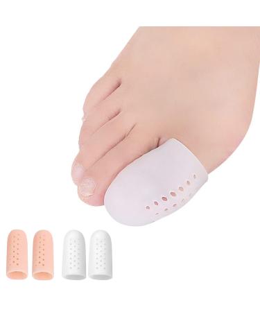Toe Protectors 4Pcs Breathable Toe Protector Silicone Toe Protectors Toe Cover Sleeves with Holes Prevent Pain Relief for Corns Blisters and Ingrown Toenails Reduce Friction (M)