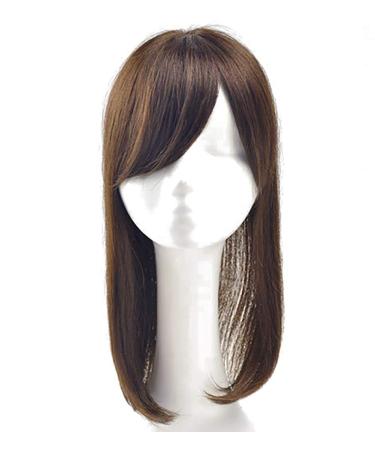 Human Hair Clip in Hairpiece with Bangs for Thinning Hair 16" Black 16" Color: Black