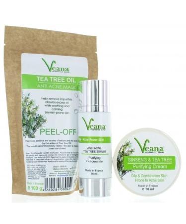 Veana Anti Acne serum + theeboom & Ginseng cr me + theeboom peeloff masker