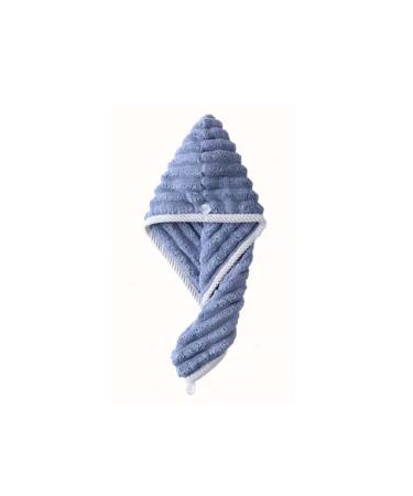 Generic Microfiber Hair Towel Wrap Hair Turban Towel Super Absorbent Twist Turban Dry Hair Caps with Buttons Bath Loop Fasten Salon Dry Hair Hat for Women and Girls (Blue)
