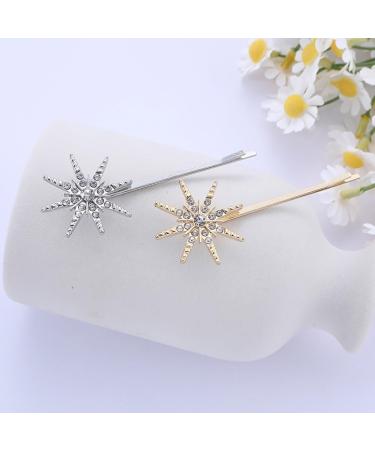 Jascatin Star Hair Clip Accessories Rhinestone Headdress Headwear Bobby Pins Side Clamps Grips for Women Girls Thick Thin Hair 4 Pieces (Gold) - Buy Online on GoSupps.com
