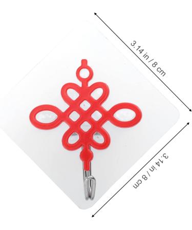Abaodam 2pcs Chinese Knot Hook Towel Hook Self Adhesive Wall Hook Good Adhesive Hooks Door Hook Square 8x8cm Red - Buy Online on GoSupps.com