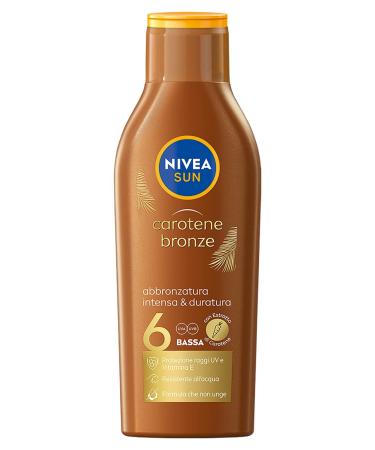 NIVEA SUN Carotene Bronze Sun Milk SPF 6 200 ml, Bronzing Sunscreen with Protection for Golden Skin, Tanning Cream Enriched with Carotene and Vitamin E