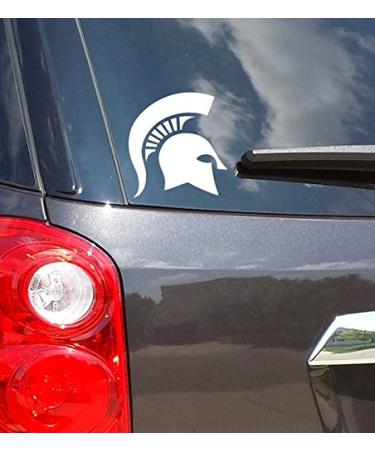 Michigan State University Stickers and Decals MSU Spartans Car Decal Sparty Spartan Helmet Head Heavy-Duty Weatherproof Officially Licensed NCAA Vinyl for Cars, Bumpers, Windows, Laptops, Water Bottles or Coolers (White Die-cut) Michigan State Spartan Hel